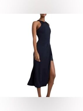 Cinq a Sept Midnight Blue Lezlie Sleeveless Maxi Dress Gathered Waist Size 4